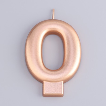 Candle for the Cake "European Giant", a number 0, 7 cm, pink gold-2