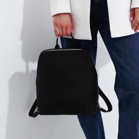 A backpack with a zipper, "Medvedkovo", the color is black-6