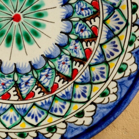 Plate of the Rishtan ceramics "Flowers", blue, flat, 17 cm, mix-6