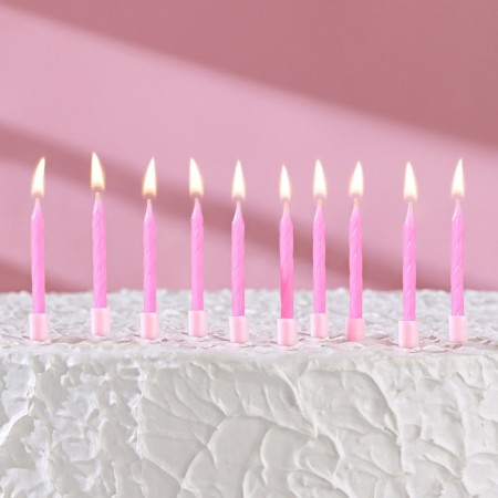 Candles for the cake "Neon", 10 pcs, pink 5 cm-5