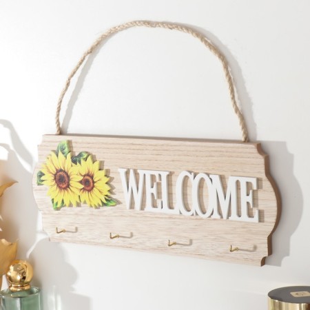 Decorative tree hooks "Welcome. Sunflowers" 2.5x29.5x11.5 cm