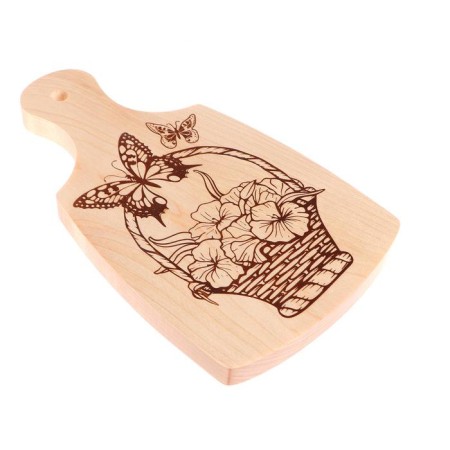 Cutting board for burning "Flower basket" 13 × 23 cm-1