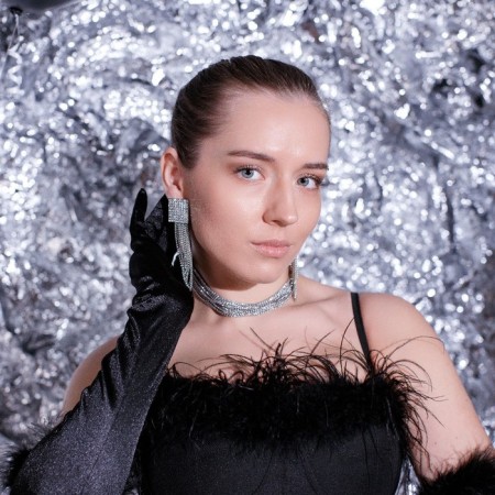 Choker "ice" is aristocratic, white color in silver, 30 cm-2