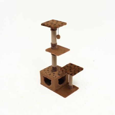 Complex for cats with a claw, square, 3x-level, 65 x 36 x 107 cm, brown-4