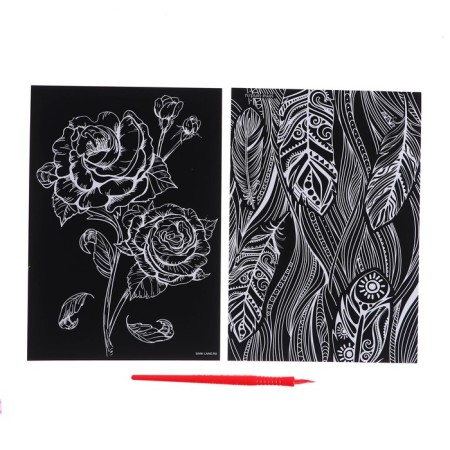 A set of engravings "feathers and roses" with a metallic effect "Gold", 2 pcs., A5-1