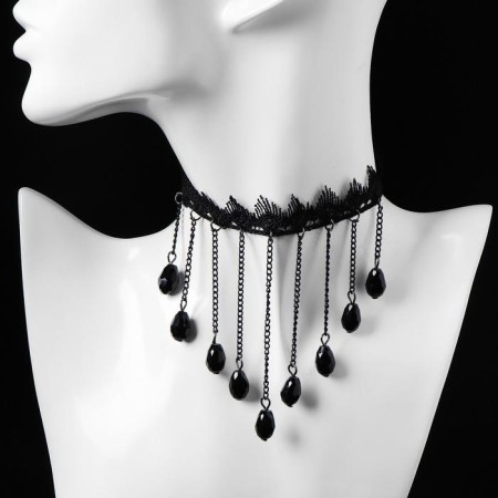 Choker "mistress" elongated beads, black color, l = 31 cm