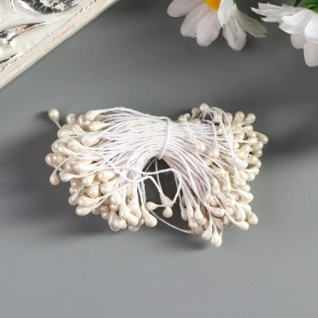 Stamens for artificial flowers "Drops white" (set 130 pcs) length 6 cm