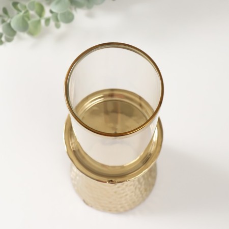 Ceramics candlestick, glass for 1 candle "ibis" d = 7.5 cm gold 10.5x10.5x29.5 cm-2