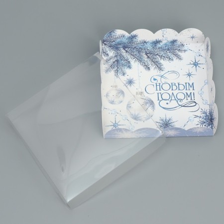 Box for confectionery products with PVC “Happy New Year!”, 13 x 13 x 3 cm, New Year-4