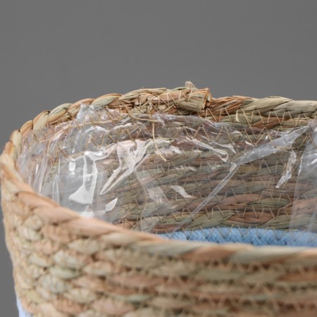 Kashpo wicker "Namibia", 21.5x21.5x18.8 cm, natural, blue-3