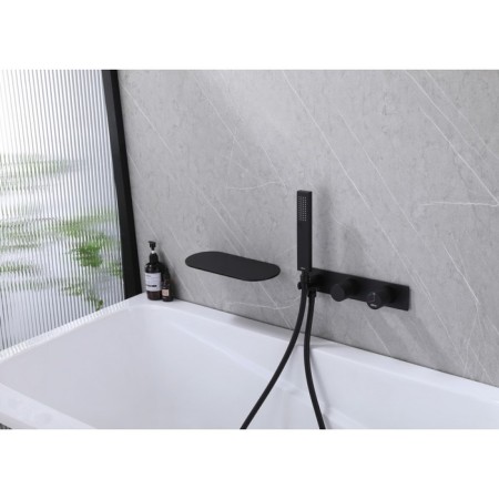 Bath mixer Abber Rund AF8731B, hidden installation, shower set, shelf, black-2