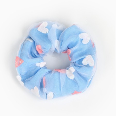 Hair elastic band "hearts", blue, 11 cm, cold heart-4