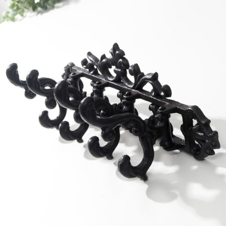 Hooks decorative cast iron "Heraldic lily with leaves" 13.6x12.8x38 cm-4