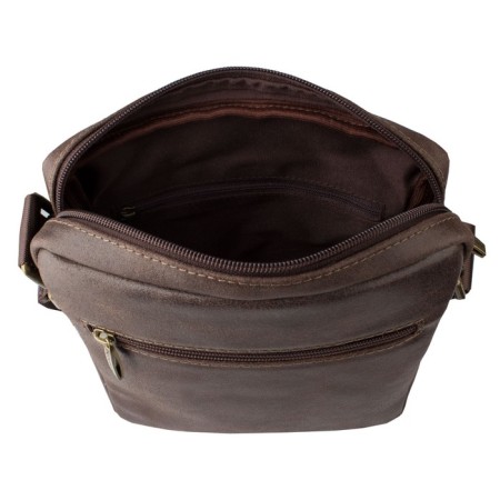 Male bag, lightning department, 1 external pocket, adjustable belt, brown color-2