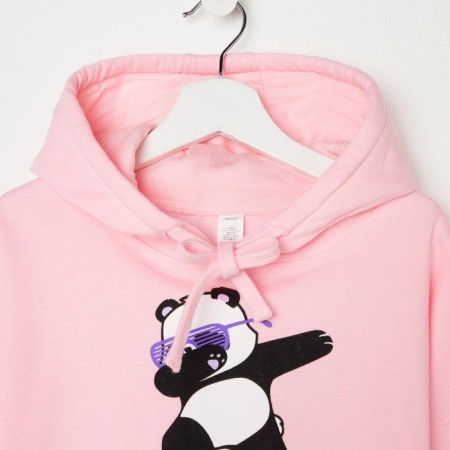 Sweatshirt for the girl is beginning, pink/panda, height 122 cm-1