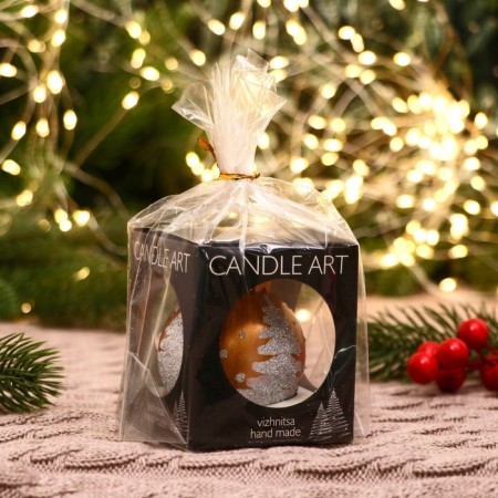 Christmas ball D-6 cm "Snowman and children" manual painting, gold-1