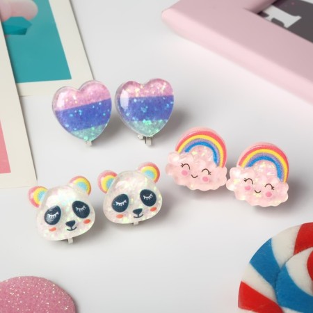 Clips of children's (3 pairs) “Chosenka” rainbow mood, color-2