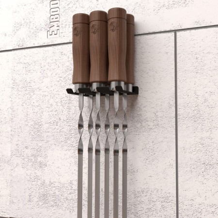 Storage holder for skewers with 6 items, wall, black