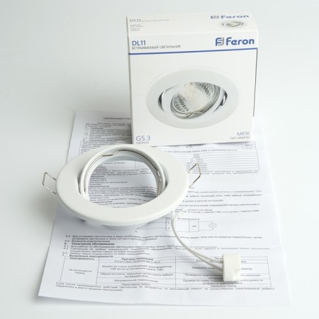 Introductive Lamp Feron DL11, IP20, G5.3, 50 W, 90x90x27 mm, white matte color-1