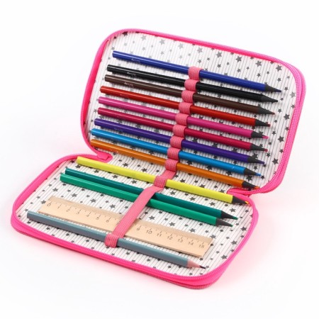 Penal 2 sections, with filling, 23 subjects, 125x205x40 mm, Minnie Mouse and unicorn-1