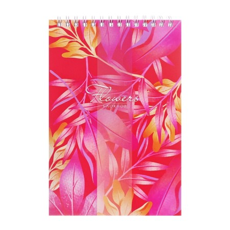 Notepad A5, 60 sheets in a cage, on the crest "Flowers", cover coated cardboard, block 60g/m2