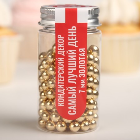 Confectionery decor "The best day", 7 mm, gold, 50 g-1