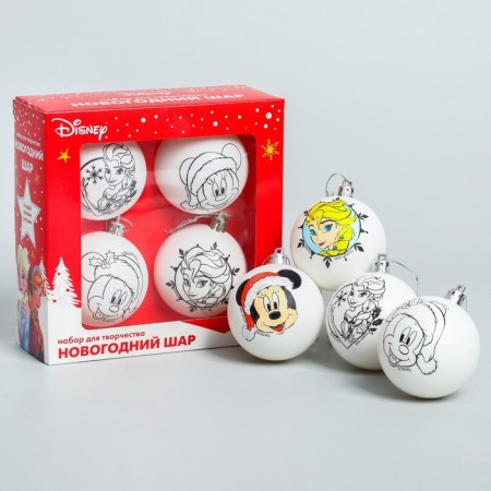 Set for creativity for the New Year "New Year's ball for coloring", 4 pieces 5.5 cm, Disney-1