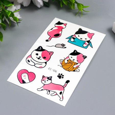 Tattoo on the body color "kittens" mix 12x7.5 cm-2