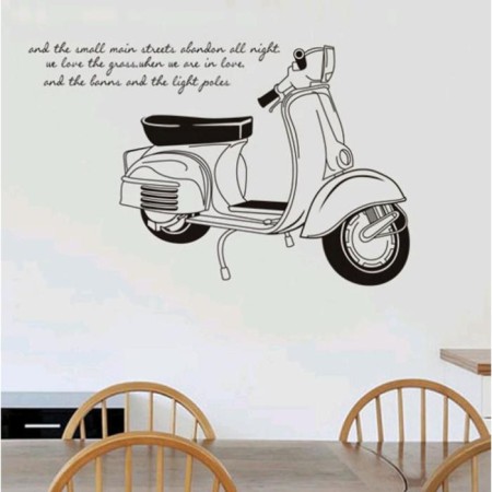 Stick plastic interior black "moped" 60x90 cm