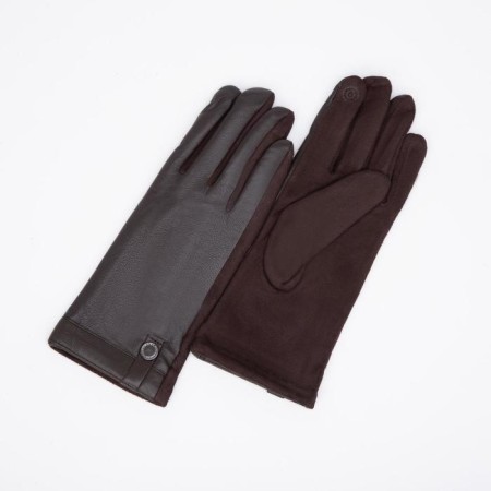 Gloves are female, dimensionless, without insulation, brown color