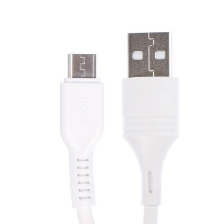 Cable Borofone BX51, microUSB - USB, 2.4 A, 1 m, PVC braid, white-1