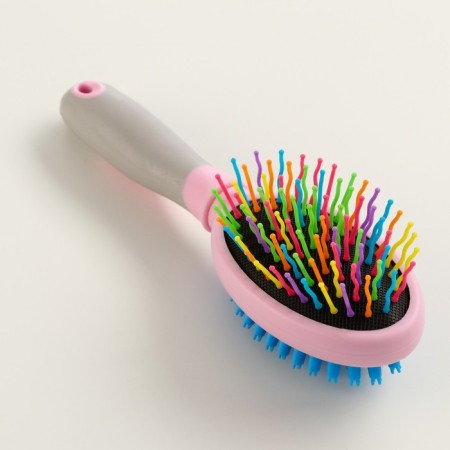 Bilateral brush - comb with wavy teeth, middle, 6 x 19 cm, pink