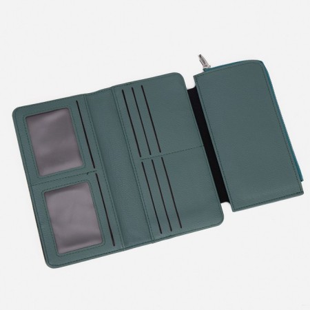 Women's wallet on the button, green color-3