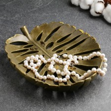 Подставка для мелочей "Лист Монстеры" бронза с позолотой, 28х22см