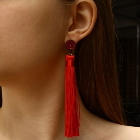 Earrings "Brushes" harmony, red color, l brush 8.5 cm-3