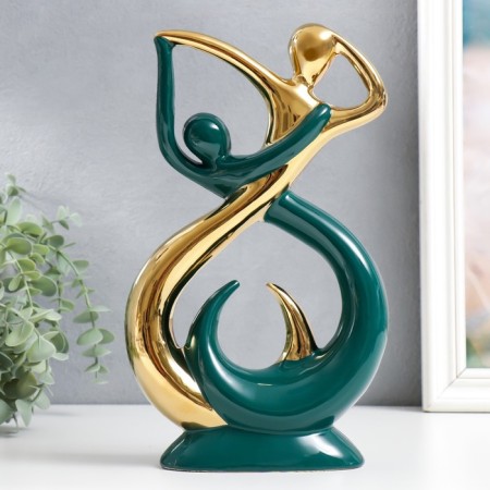Souvenir Ceramics "Abstraction. Dance" Dark green with gold 29x16x6 cm-3