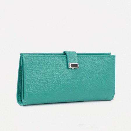 Women's wallet on the button, turquoise color