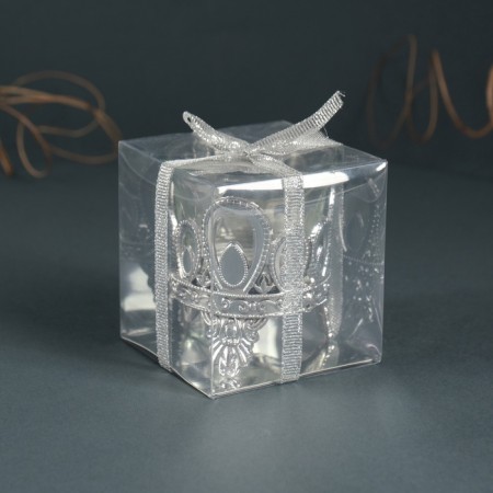 Climber Plastic, glass for 1 candle "droplets" silver 7x6x6 cm-7