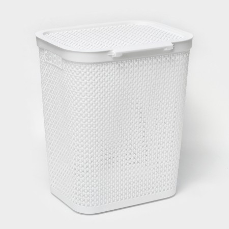Besnaya basket with a pirula lid, 55 l, 42 × 34 × 54 cm, white color-5