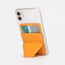 Cartholder on the phone, artificial leather, yellow color