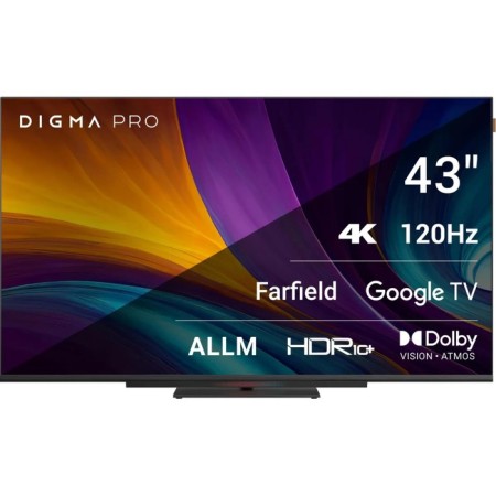 TV Digma Pro 43c, 43 ", 3840x2160, DVB-T2/C/S2, HDMI 3, USB 2, Smart TV, black