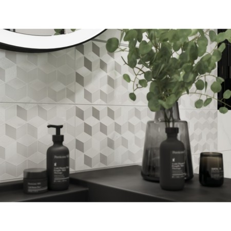 Wall insert omnia white geometry 20x44-1