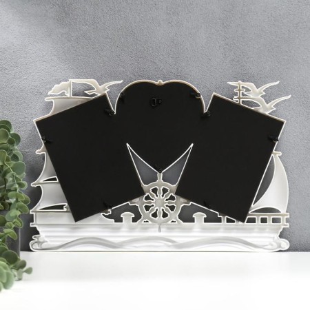 Photo frame plastic in 3 photos 10x15, 12x12 cm "ship" white 25x40 cm-2