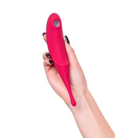 Vacuum-wave contactless stimulator of the Satiffyer Twirling Pro clitoris, silicone, red color-11
