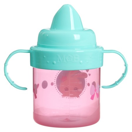 Children's player with solid nose "Bunny Polly", 150 ml., With handles, pink color-3