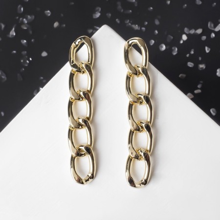 Metal earrings "chains" semicircle, color gold-3