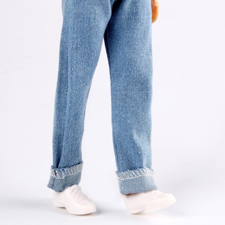 Jeans for puppet men, length - 18 cm, blue color-3