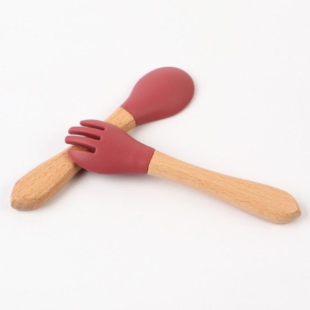 A set of children's cutlery, fork and spoon M&B (silicone, bamboo), cherry-4