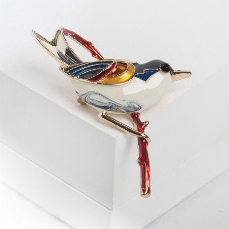 Brooch "Bird" Chizhik, colored in gold-2