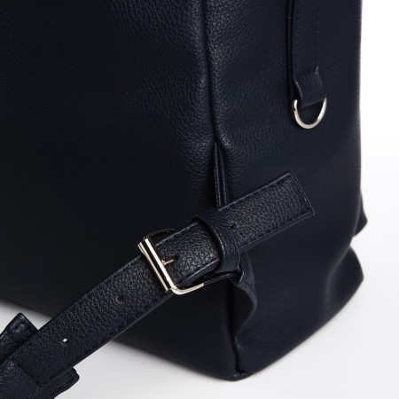 City backpack, textura made of artificial leather with zipper, outer pocket, blue color-2